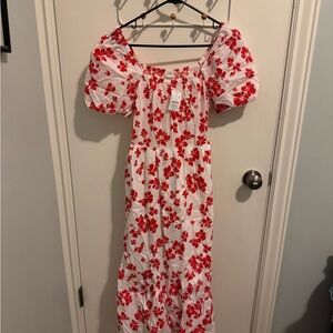 J. Crew Factory Red and White Floral Dress